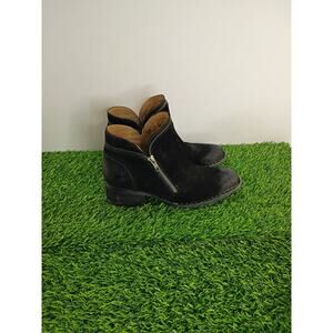 Born Malta Boots Womens 8.5 Black Suede Comfort Zipper Trim Ankle Moto Shoes